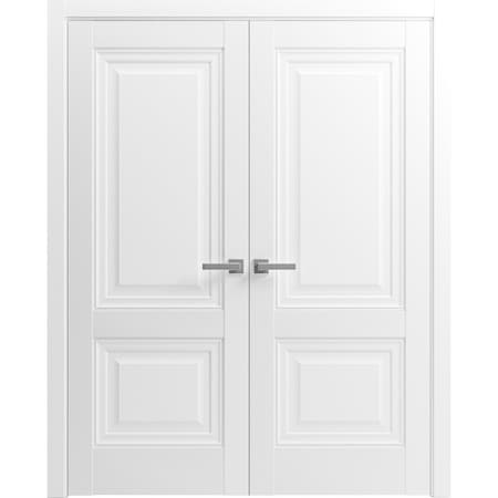 Sartodoors Sturdy Dbl Barn Door 60 x 84in, Light Grey Oak W/ Frosted Glass, 13FT Rail Hangers Heavy Set SETE6933DB-OAK-6084